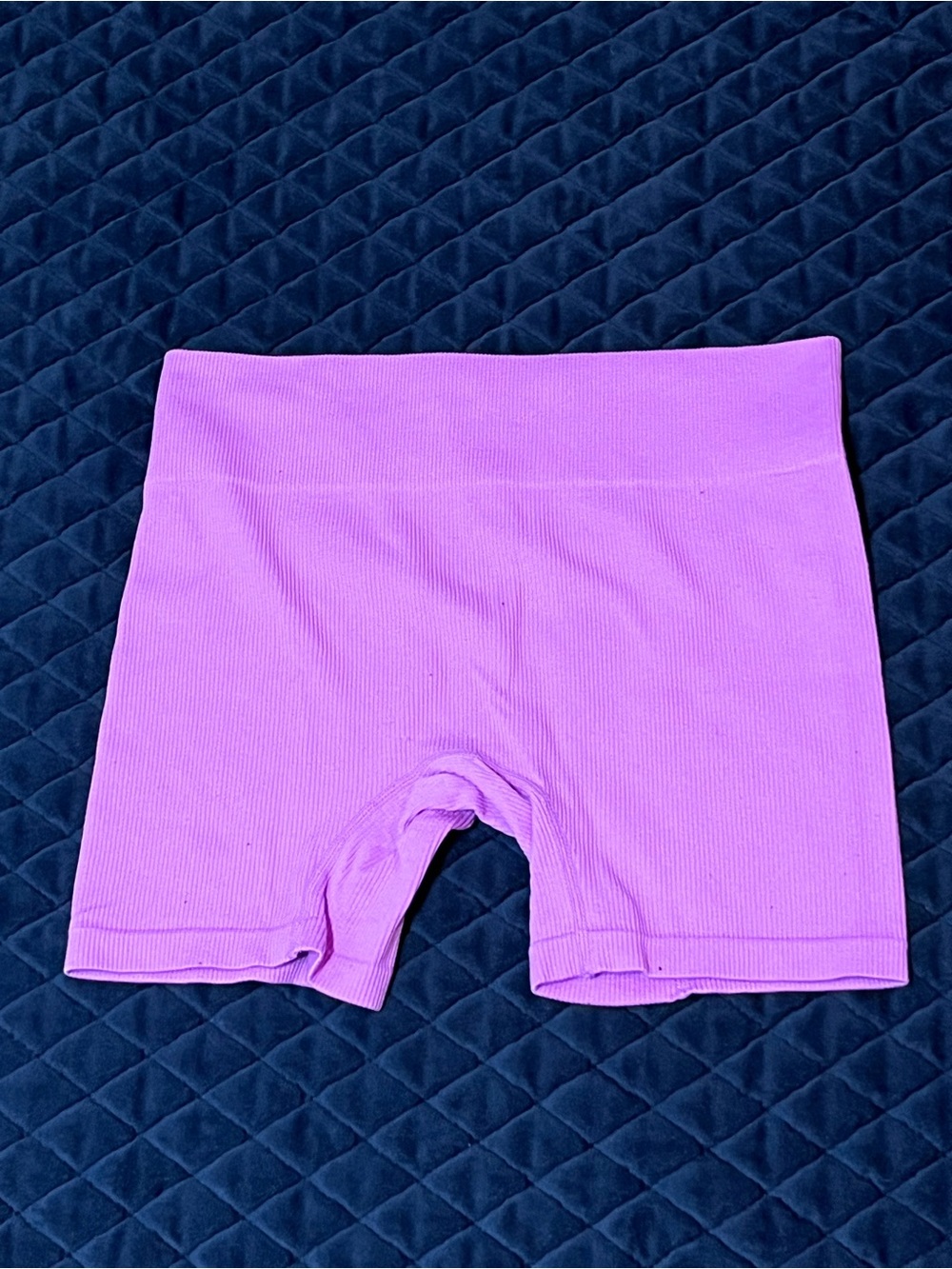 Lavender Ribbed Bike Shorts - Pink - Athletic Shorts - Small - Casual Activewear